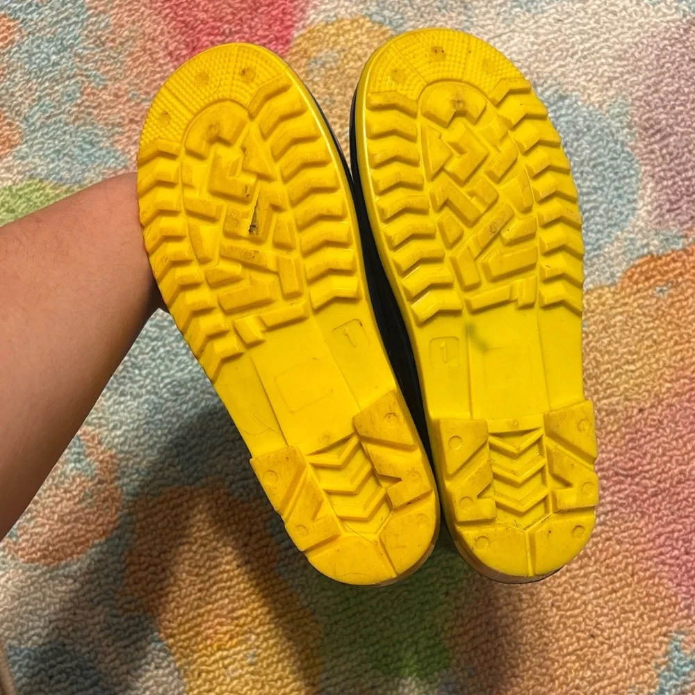 Kids Waterproof Rain Boots in Navy and Yellow